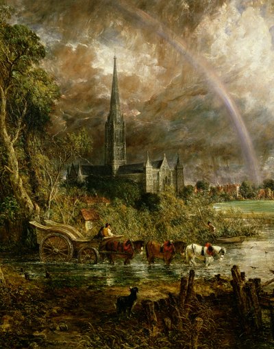 Salisbury Cathedral From the Meadows (detail) by John Constable